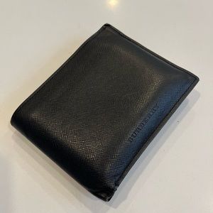 BURBERRY MENS BLACK LEATHER BIFOLD WALLET BLACK LABEL
